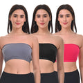 Bandeau Bra For Women Steel Grey,Black & Dark Pink