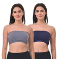 Bandeau Bra For Women Steel Grey & Navy Blue