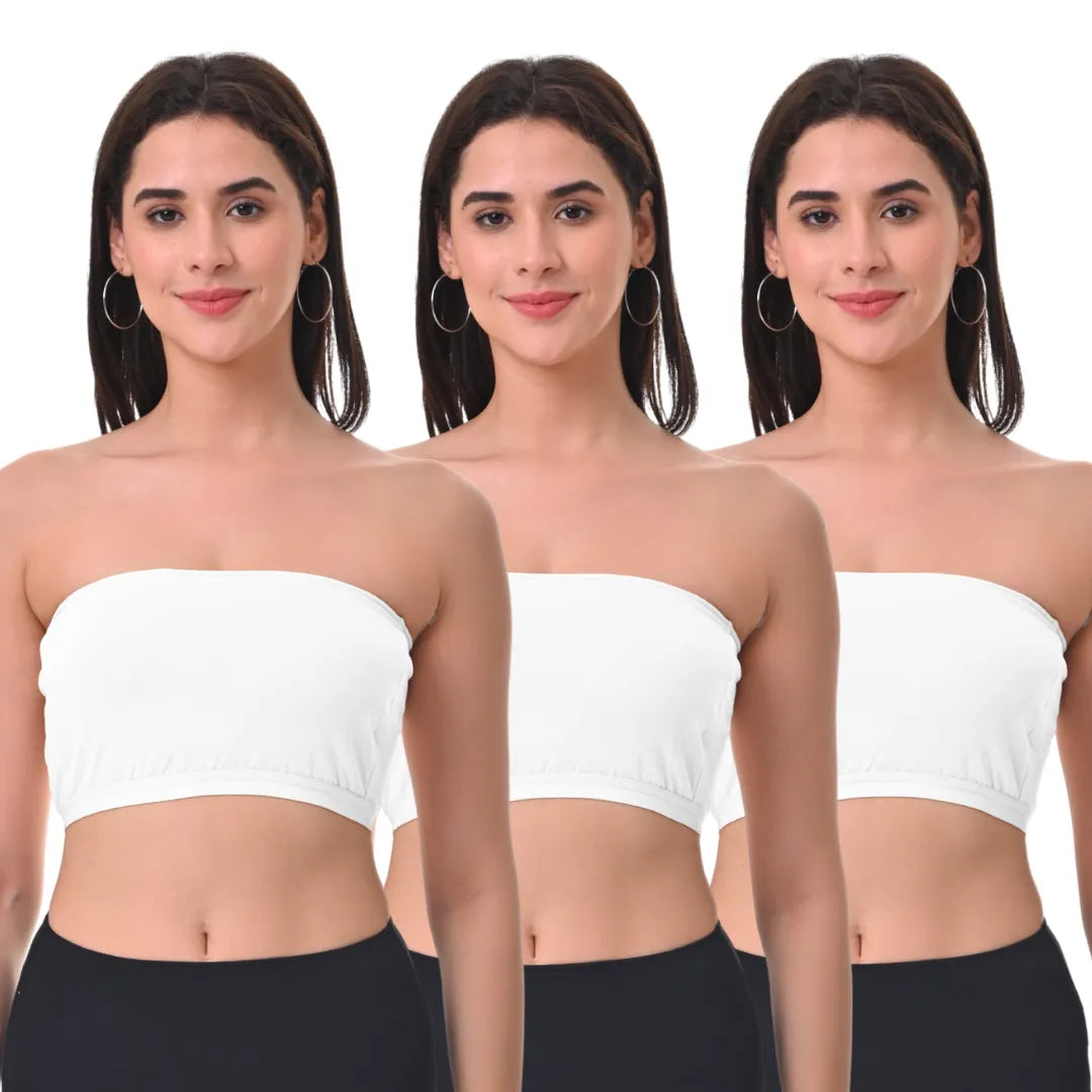 Bandeau Bra For Women White Pack Of 3