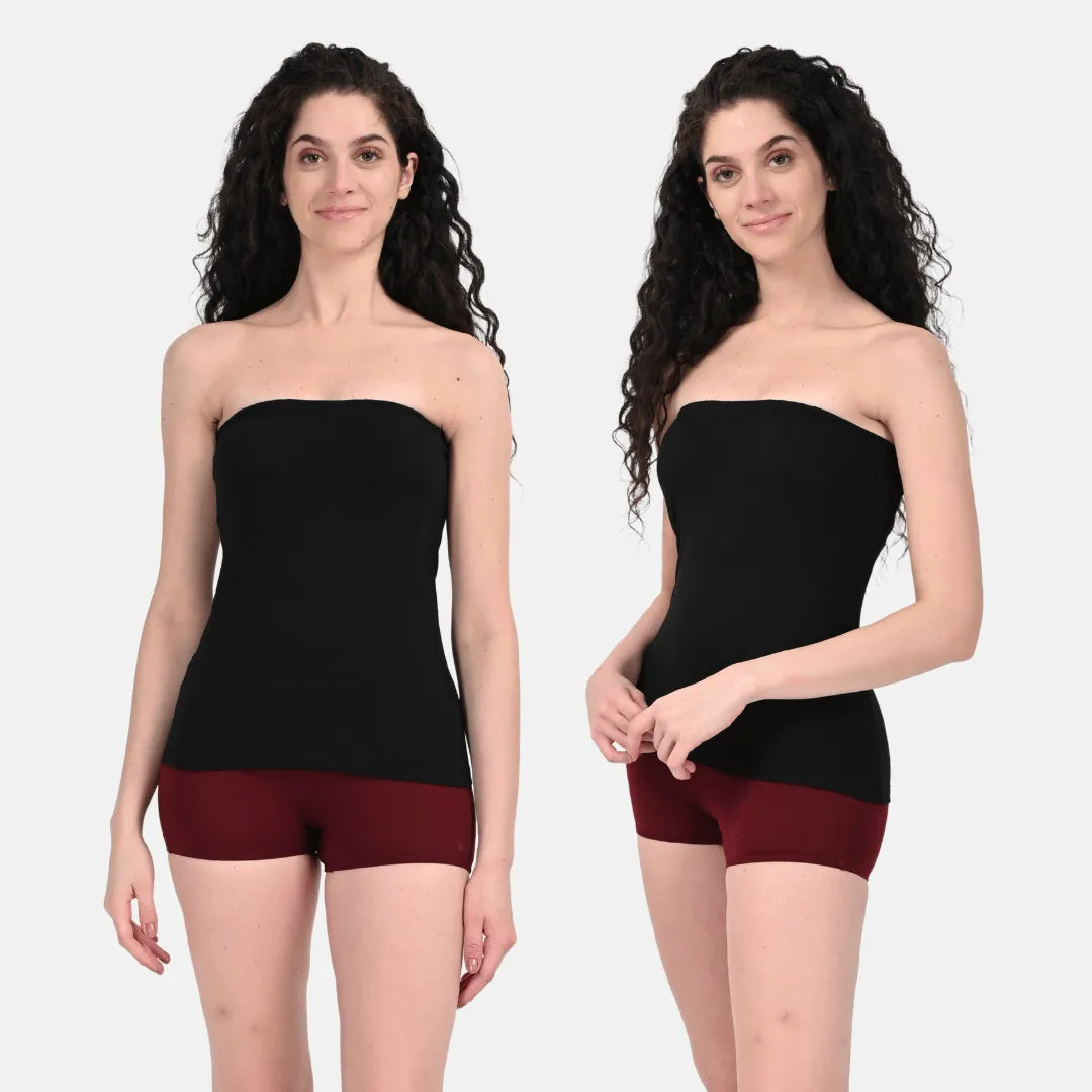 Bandeau Tops Black Tube Top Pack Of 2