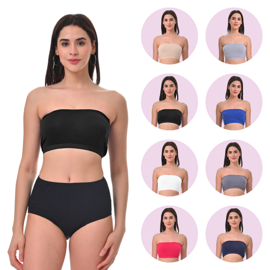 Bandeau/Tube Bra For Women | Strapless Bra | Silicone Anti-Slip Band | Triple Layer Front Panel | Conceals Visibility Of Nipples | Pack Of 8