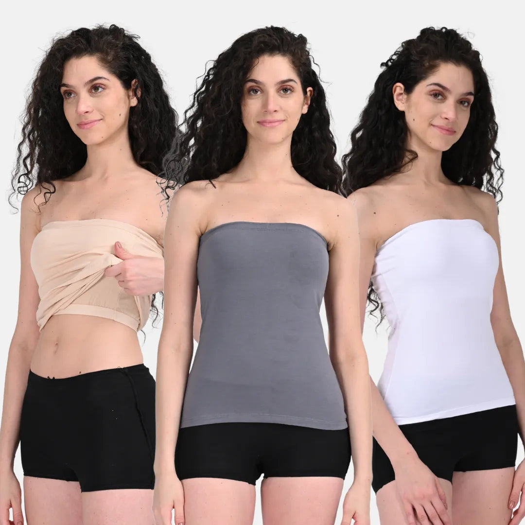 Bandeau Tops Skin, Steel Grey & White