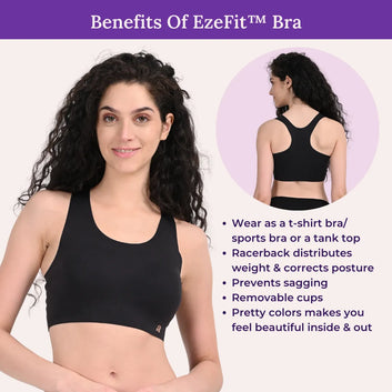 EzeFit Bra | Sports Bra / T shirt Bra | Racerback | Seamless | Lightly Padded | Non Wired