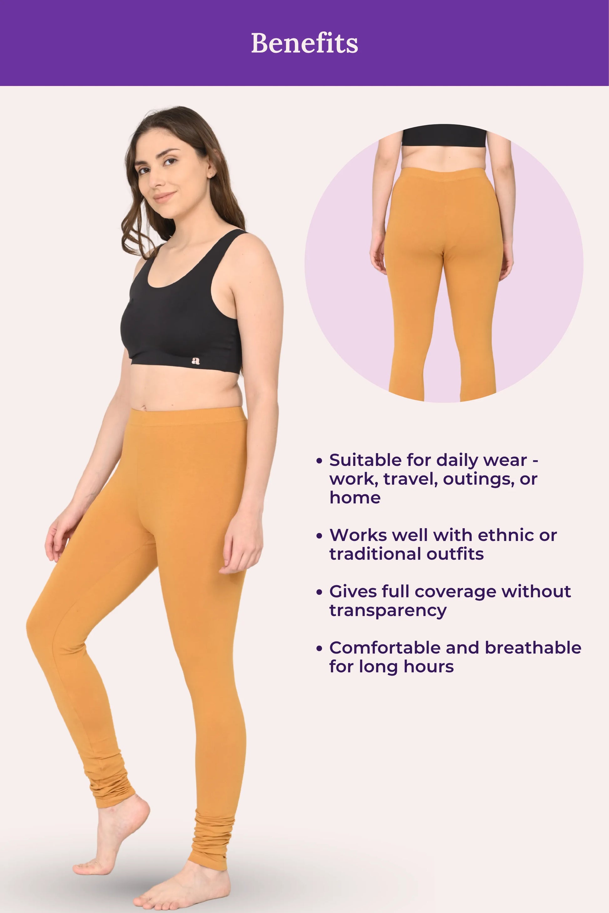 Caramel color churidar leggings for women