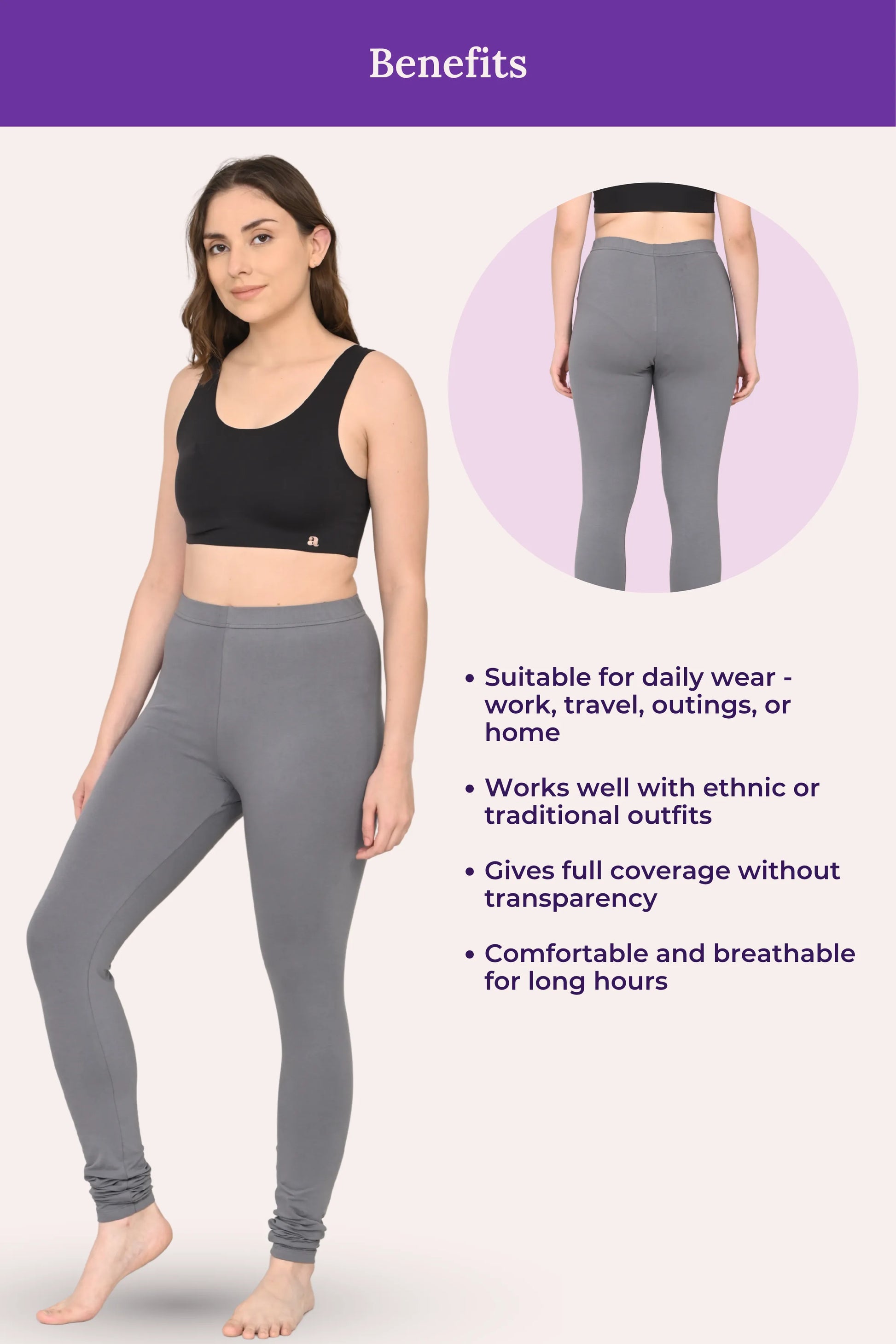 Womens Churidar leggings -feature image- Grey