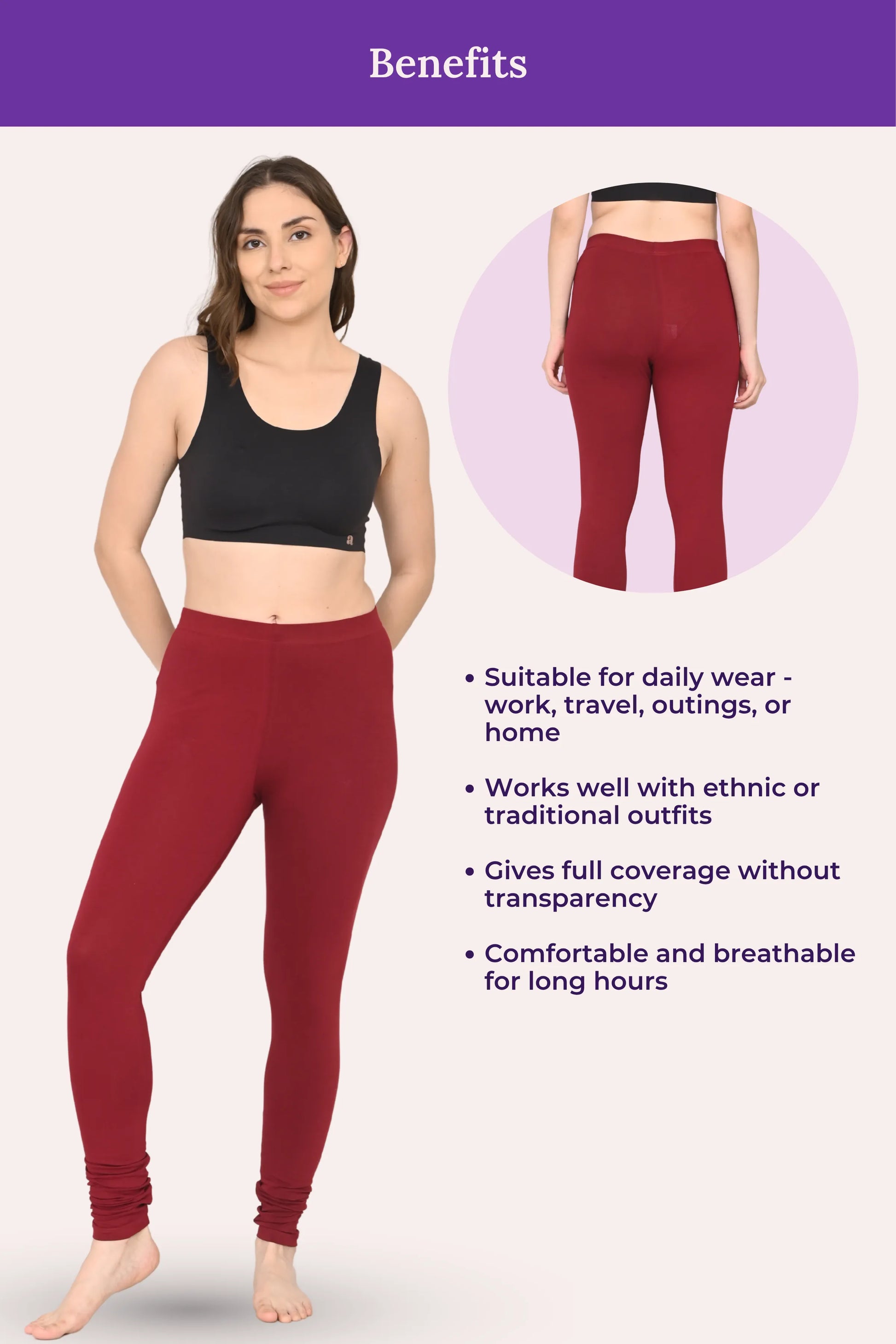 Churidar leggings for women -image color -Maroon