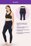 women wearing churidar leggings -color-Navy blue