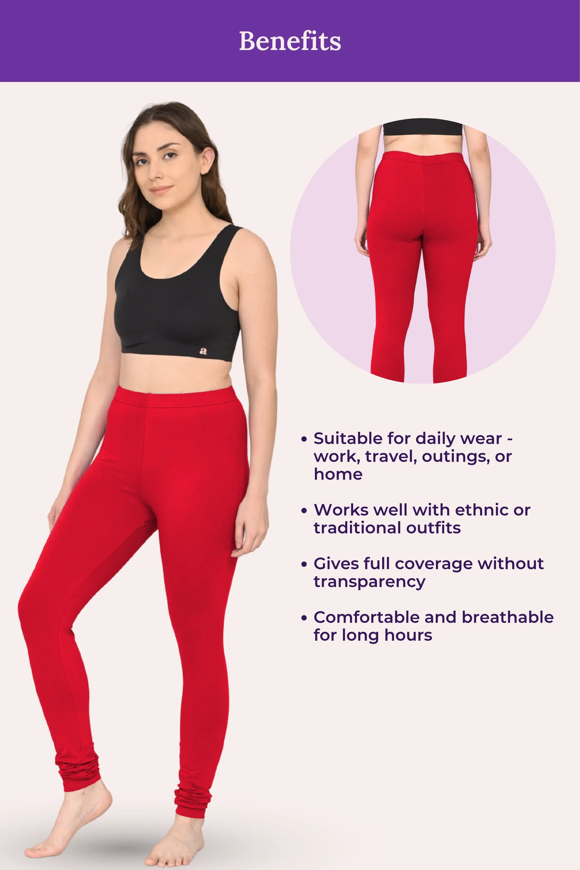 Womens wearing churidar leggings -feature image -red