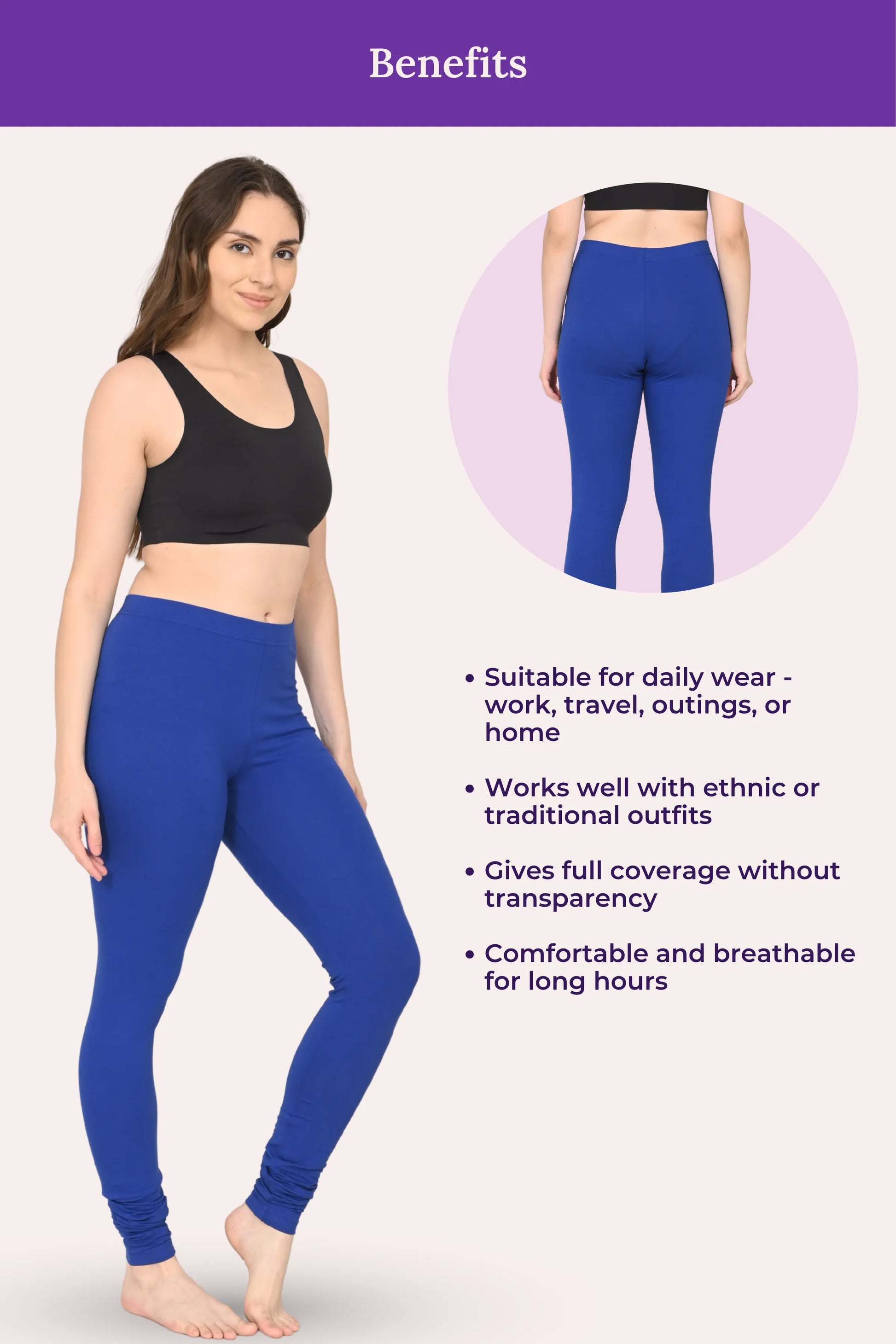 woman -Churidar leggings -Royal Blue