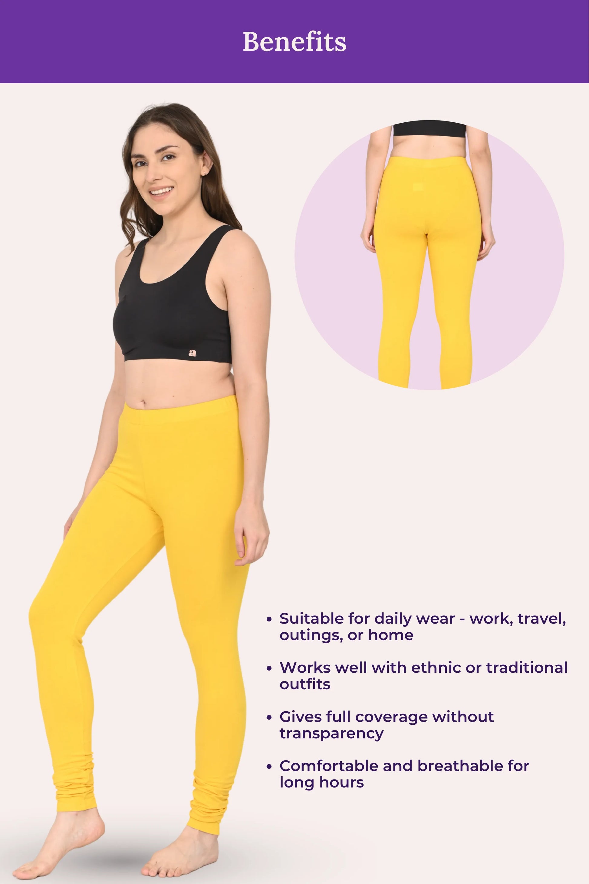 Churidar Leggings for woman - yellow color