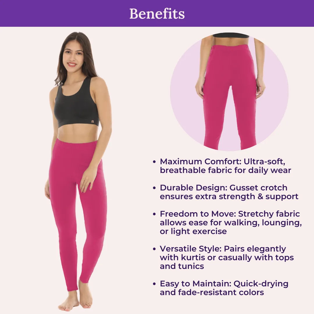 Benefits Of Cotton Leggings-Dark Pink