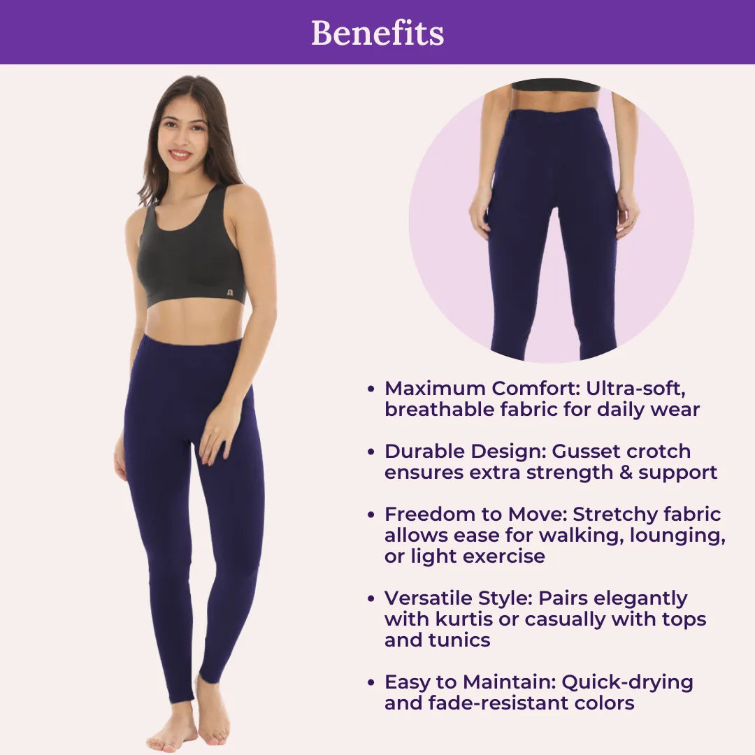 Benefits Of Cotton Leggings-Navy Blue