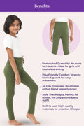 Girls wearing cotton leggings - image color Green