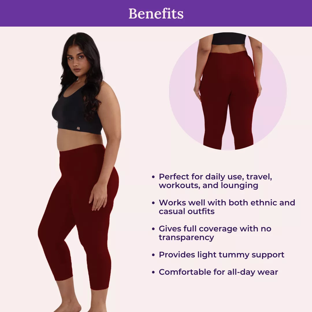 Benefits Of Cropped Leggings For Plus Size Maroon