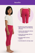Girls' dark pink cropped leggings – benefits