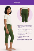 cropped leggings for girls -green color