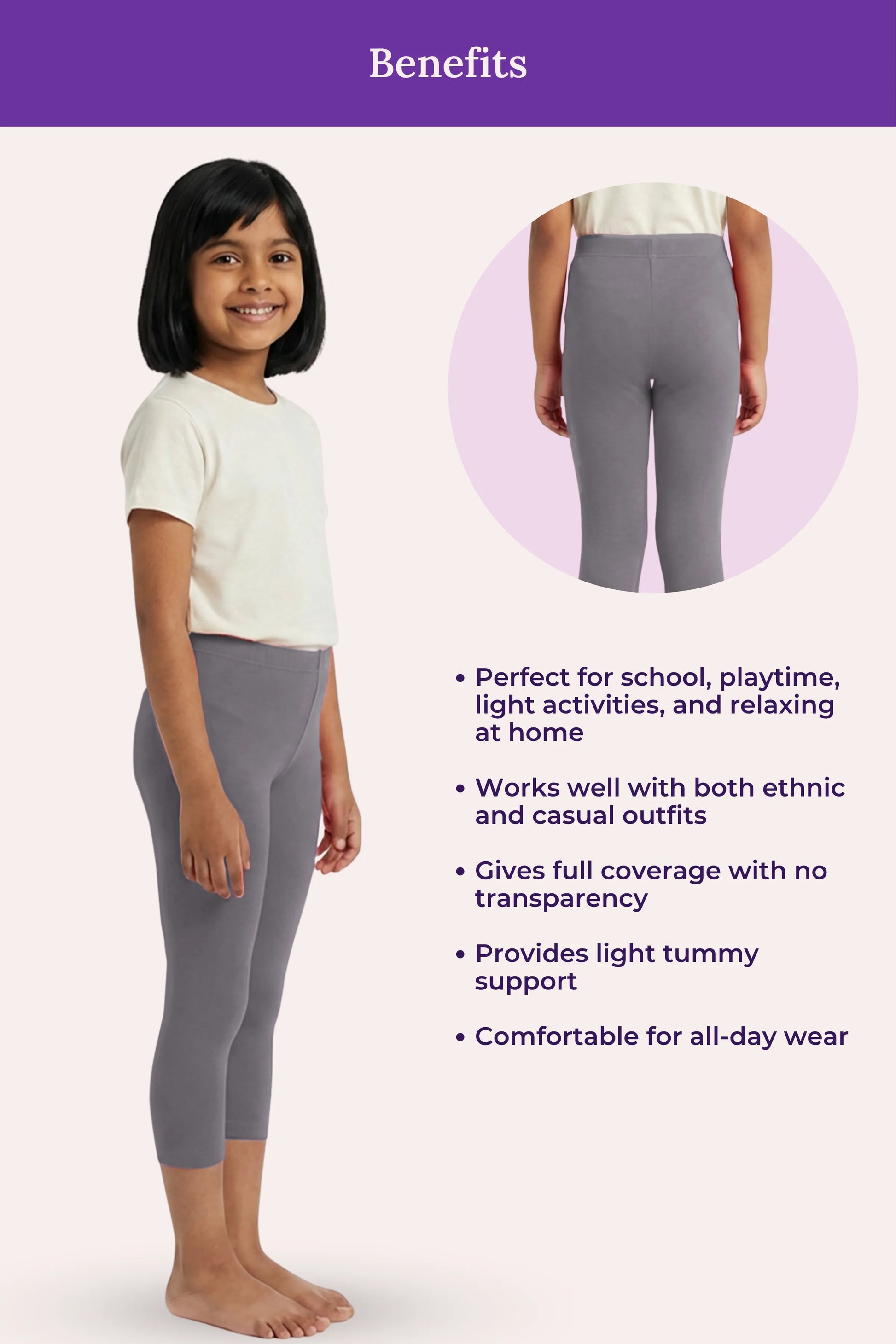 Benefits of girls' grey cropped leggings