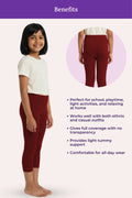 cropped leggings for girls - maroon color