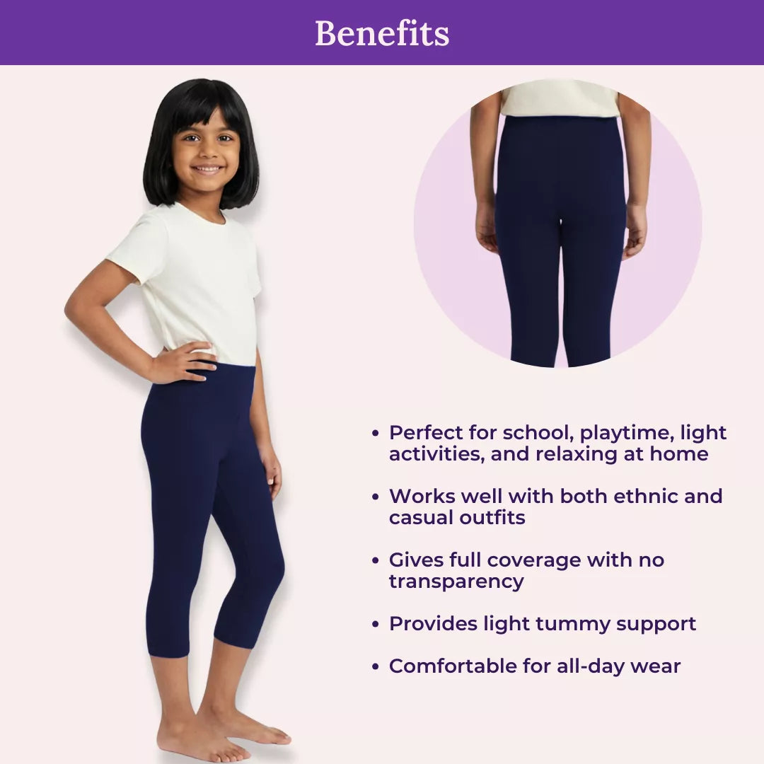 Benefits Of Girl Cropped Leggings Navy Blue