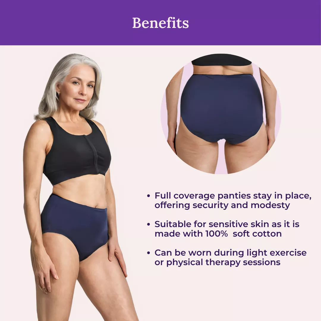 Benefits Of High Waist Cotton Panties For Elderly-Navy Blue
