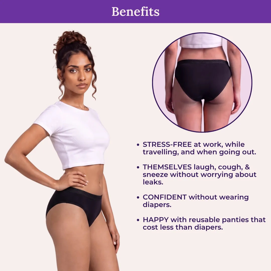 Benefits Of Lycra Incontinence Bikini-Black