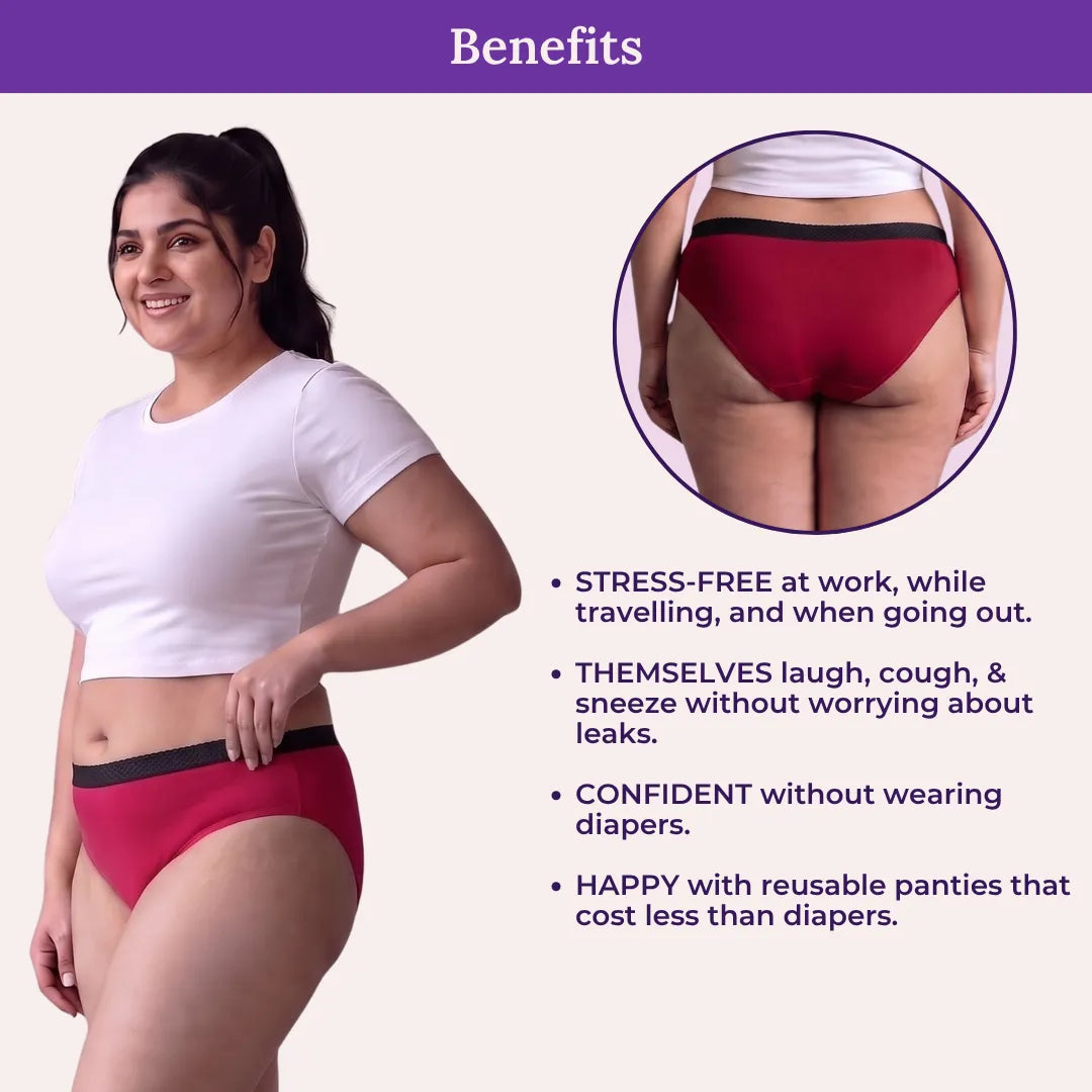 Benefits Of Lycra Incontinence Bikini-Curvy Dark Pink