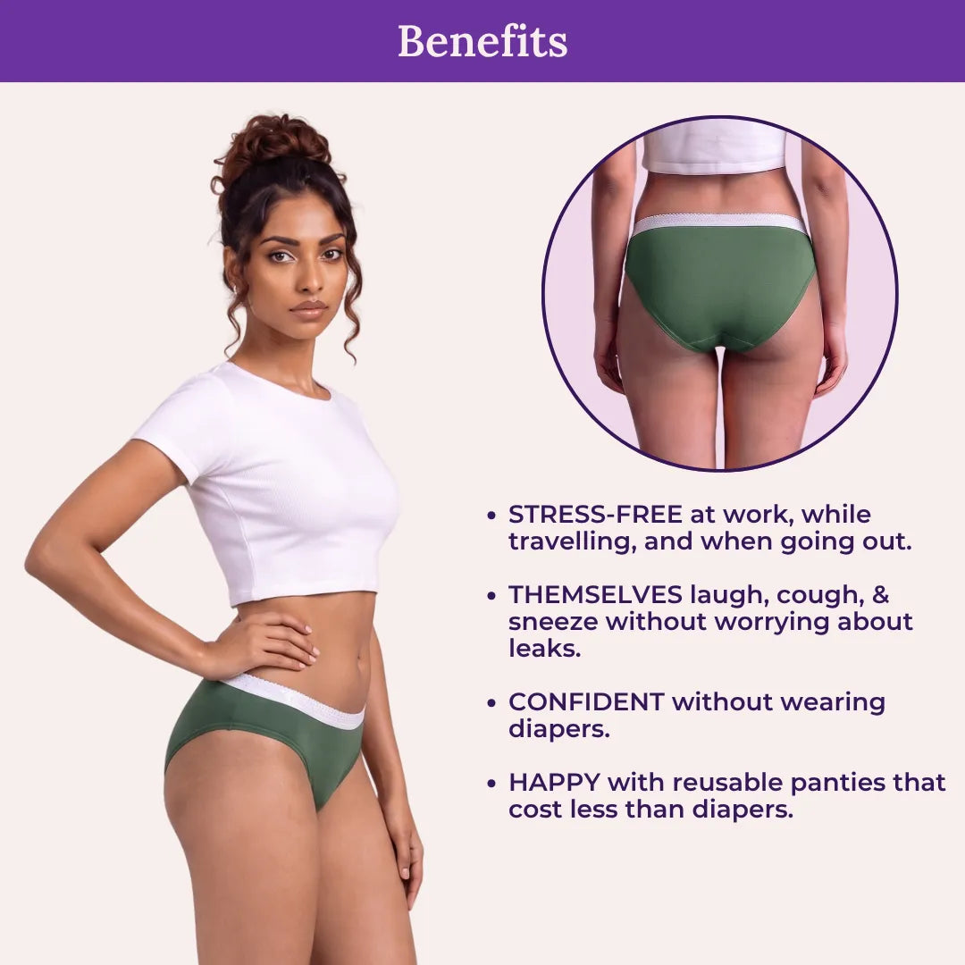 Benefits Of Lycra Incontinence Bikini-Sea Green