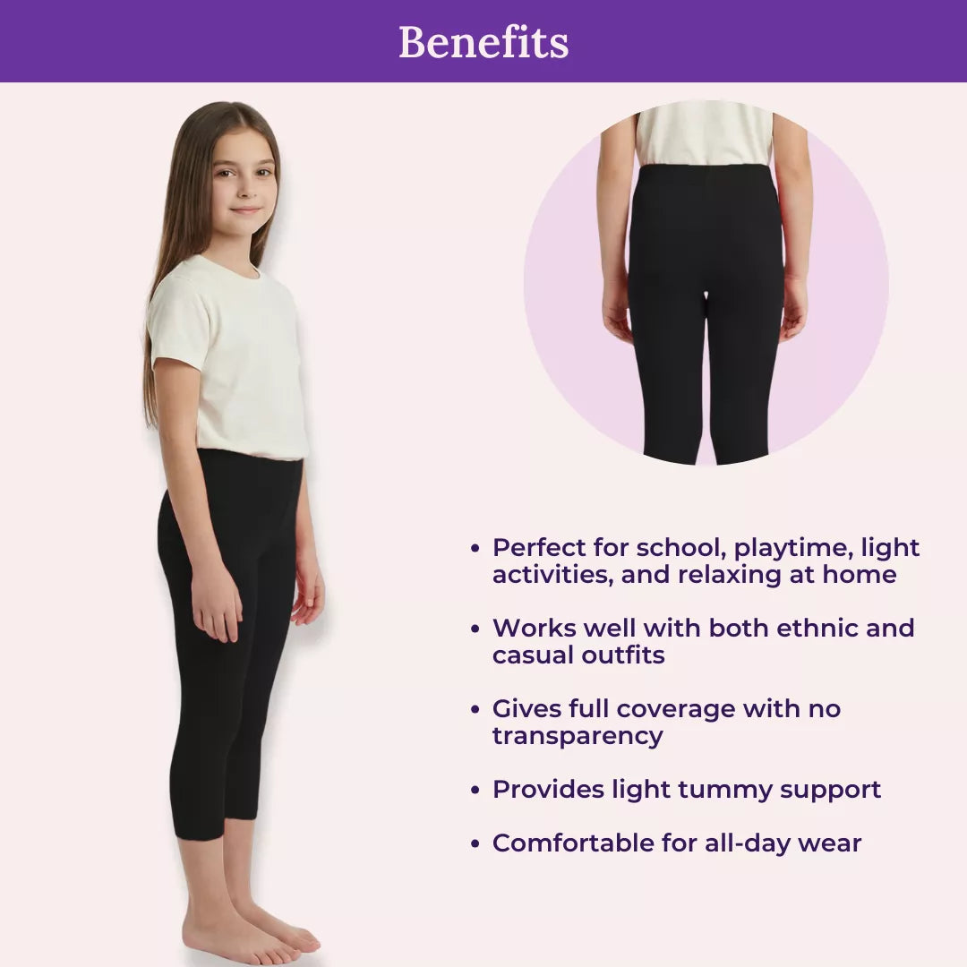 Benefits Of Teen Cropped Leggings-Black