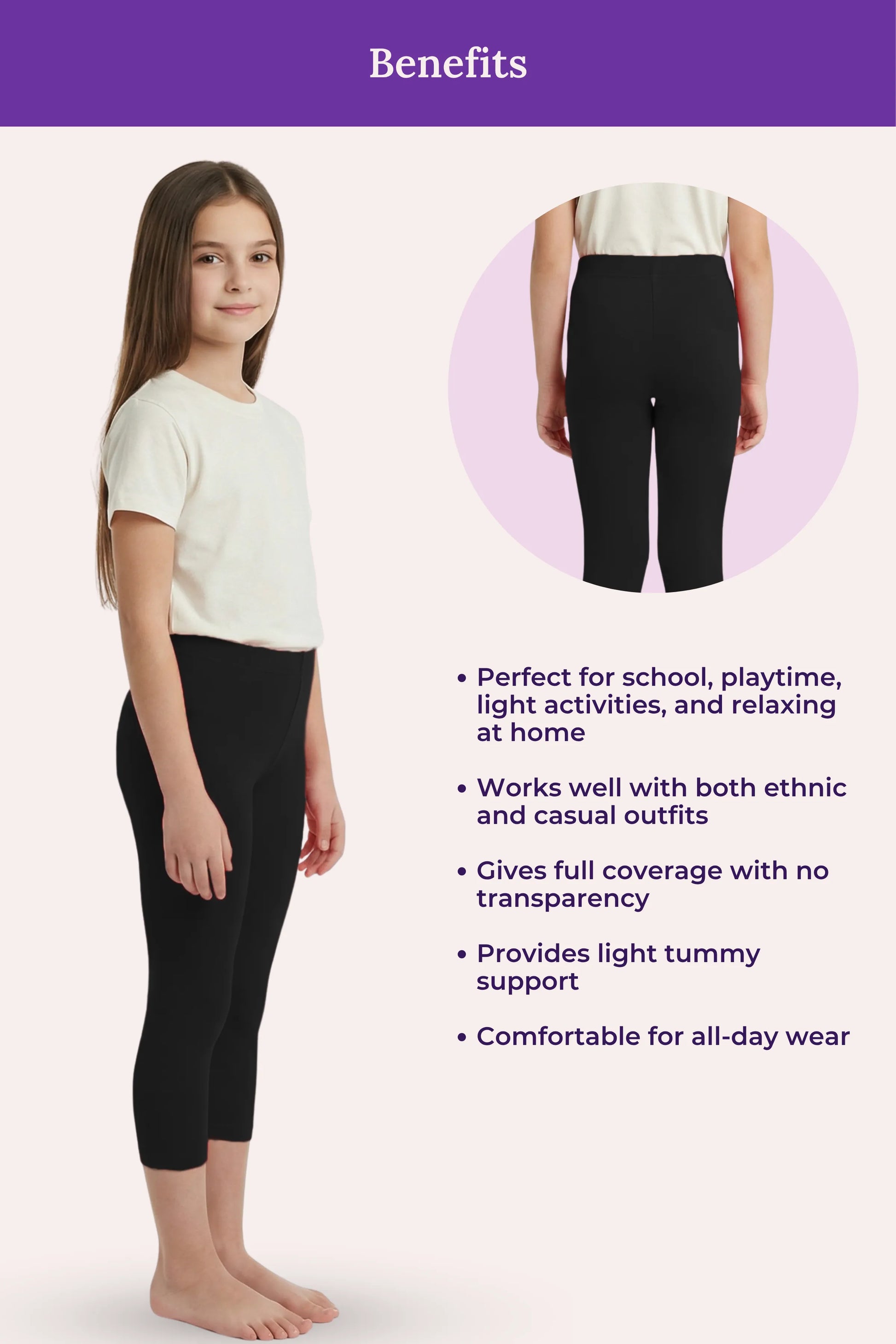 Teen girls wearing Cropped leggings -feature colour-Black