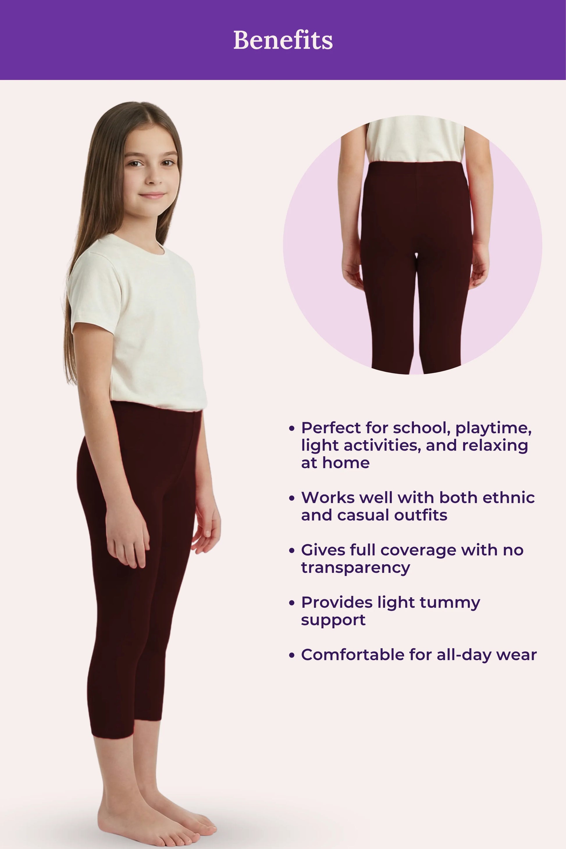 teen girls wearing cropped Leggings colour-brown
