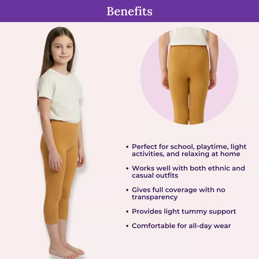 Benefits Of Teen Cropped Leggings-Caramel