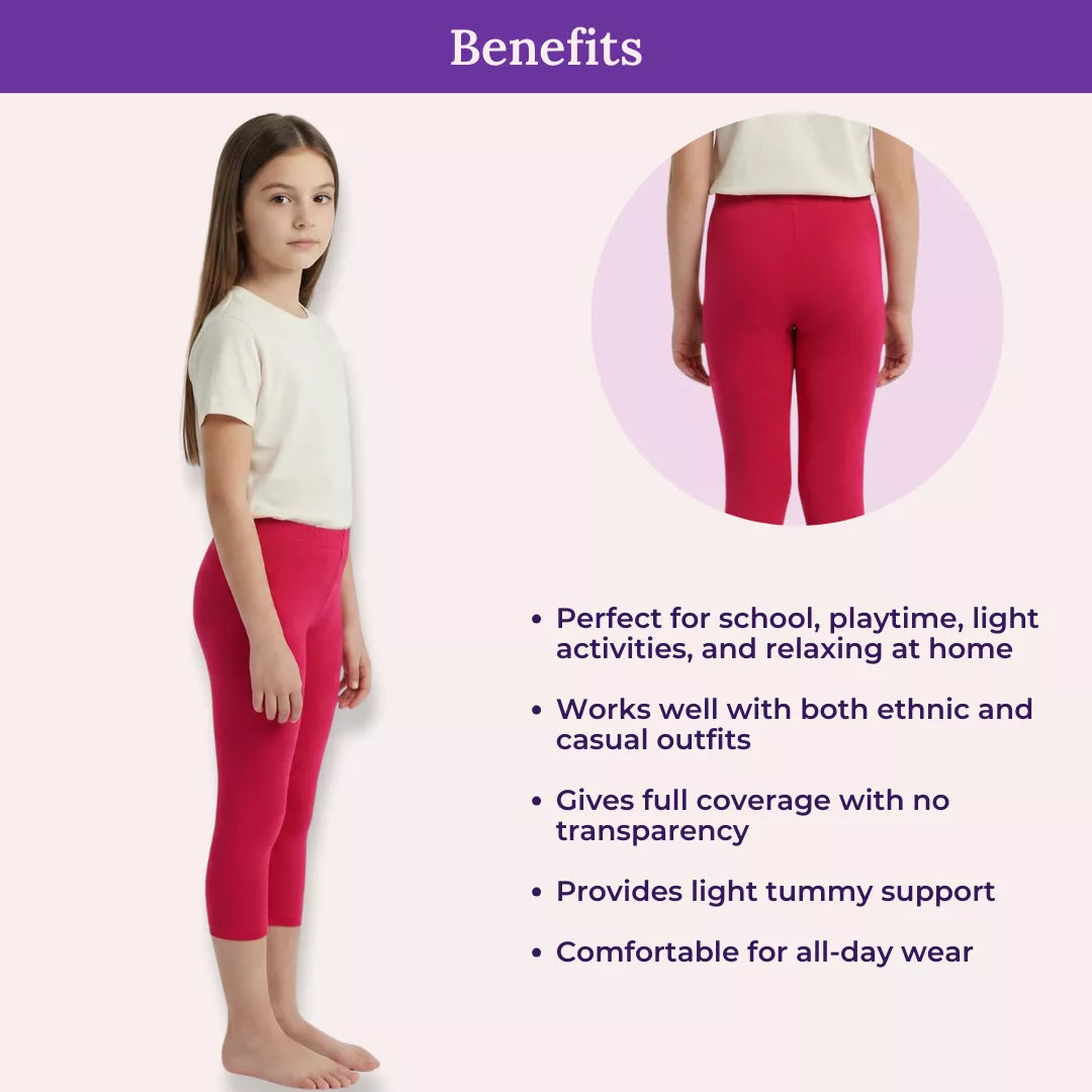 Benefits Of Teen Cropped Leggings-Dark Pink