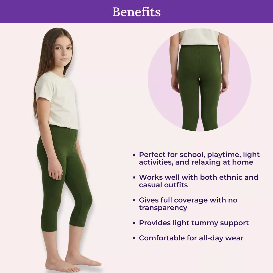 Benefits Of Teen Cropped Leggings-Green
