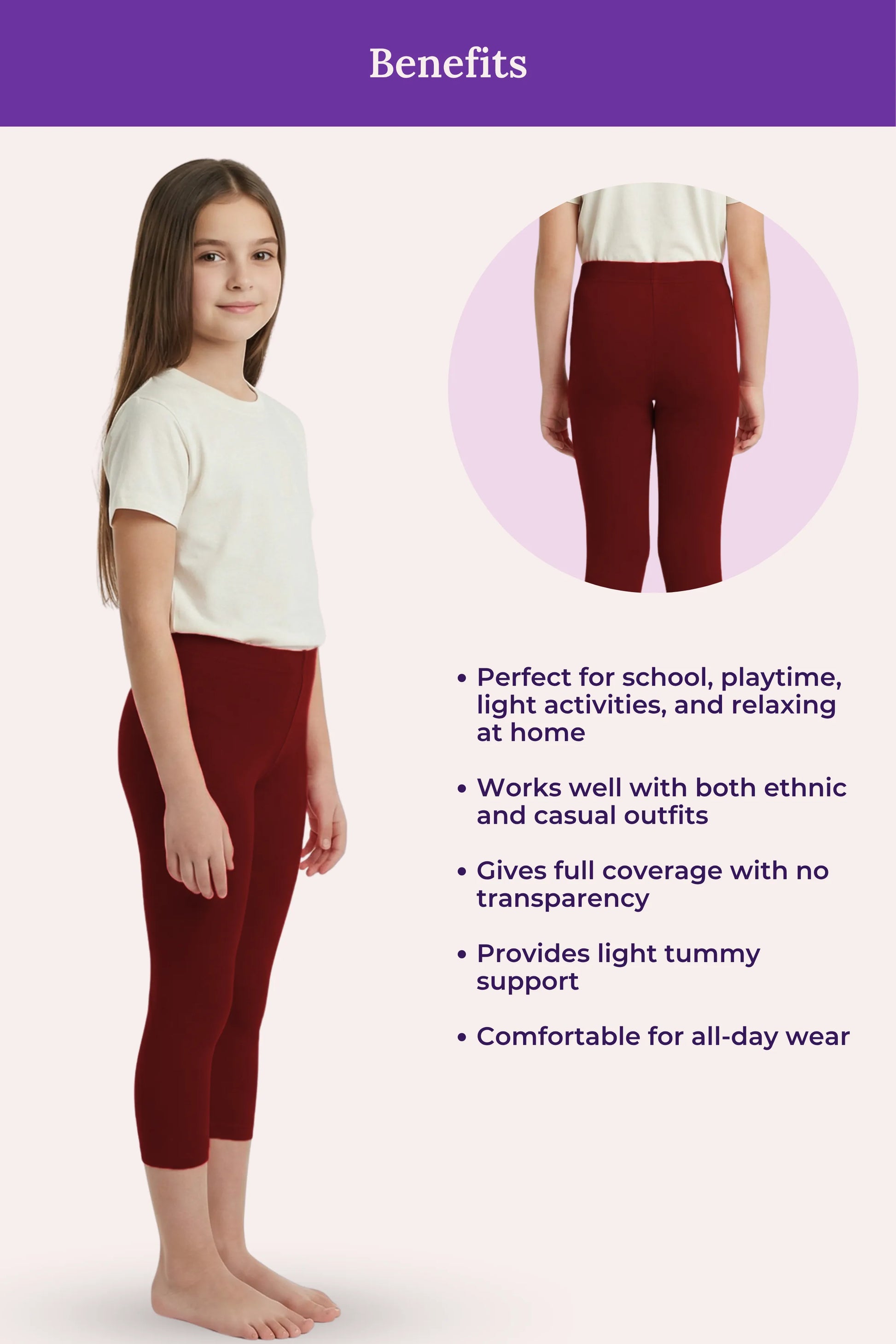Cropped leggings for Teens wearing-feature image - Maroon