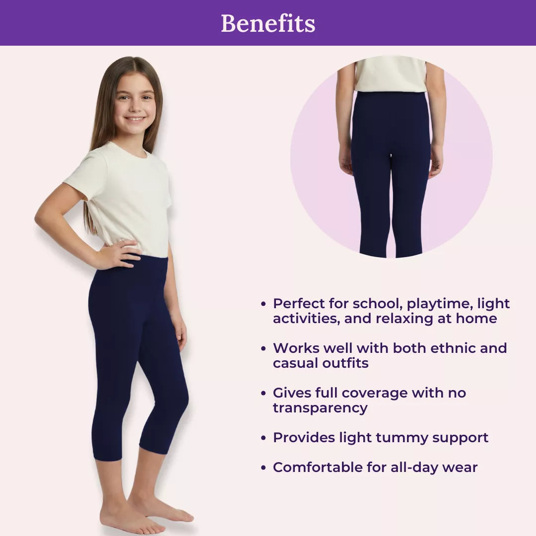 Benefits Of Teen Cropped Leggings-Navy Blue