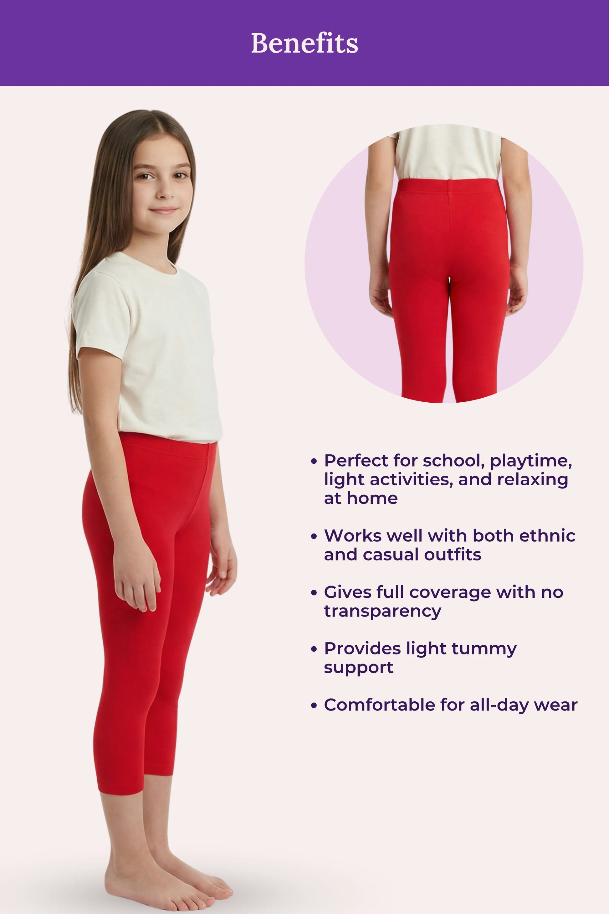 Red colour leggings Fr Teen Girls
