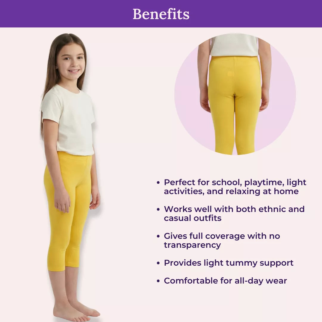Benefits Of Teen Cropped Leggings-Yellow