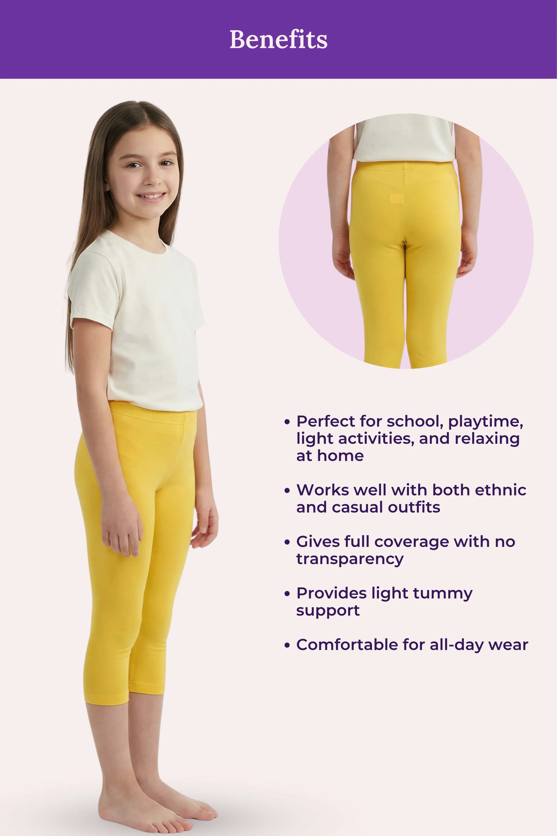 Teen cropped Leggings for Teens wearing -feature image-Yellow