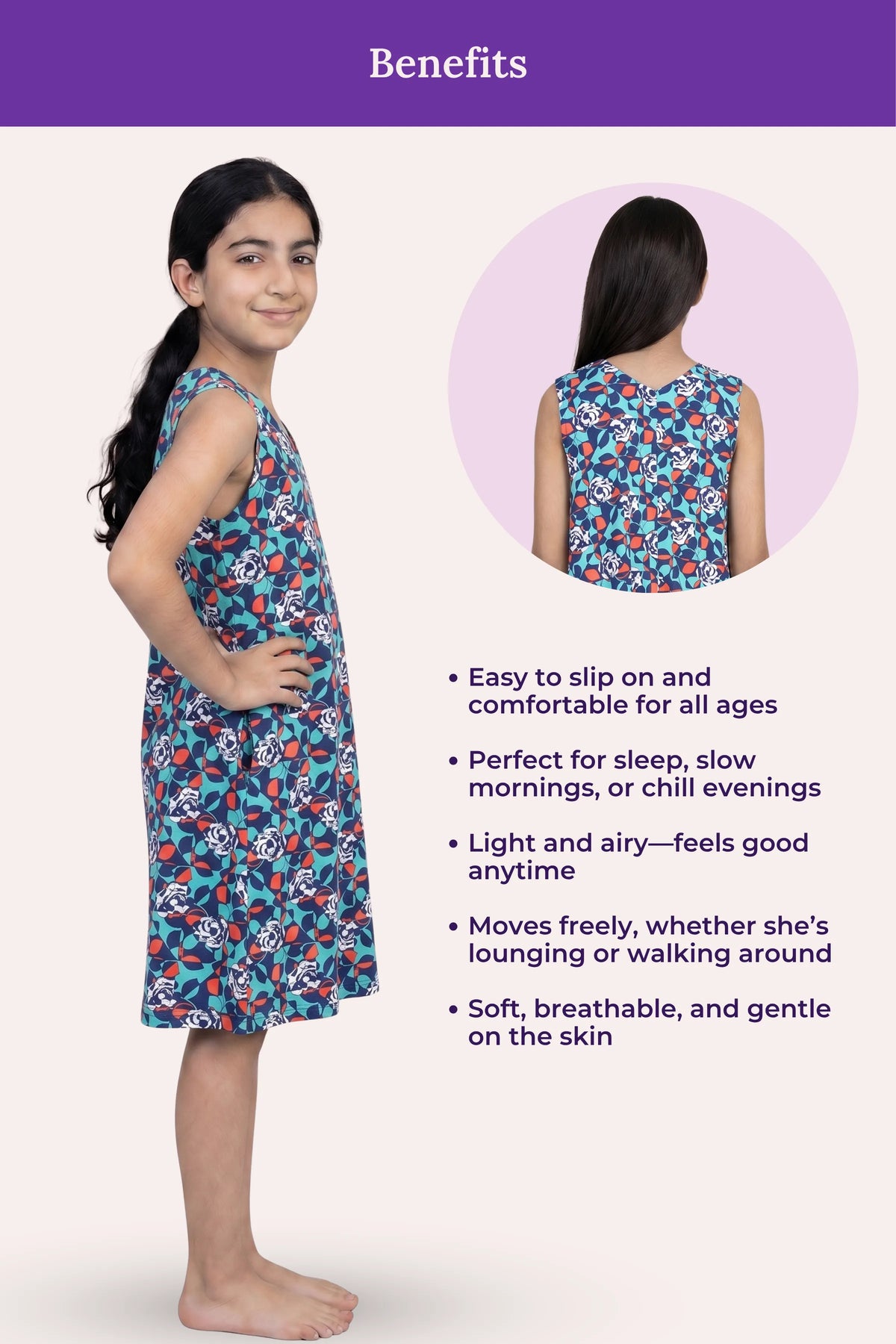 Benefits Of V-Neck Night Gowns Teen Blue Floral AOP