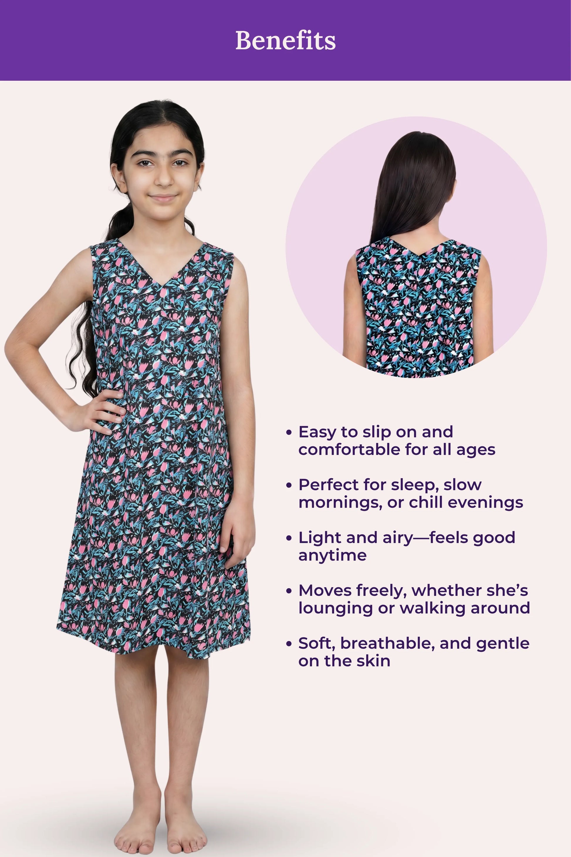 Benefits Of V-Neck Night Gowns Teen Multicolor