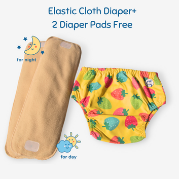 Fabric Diaper | Berry Love | Elastic Waist | Pull Up/Underwear Style| With 2 Diaper Pads Free