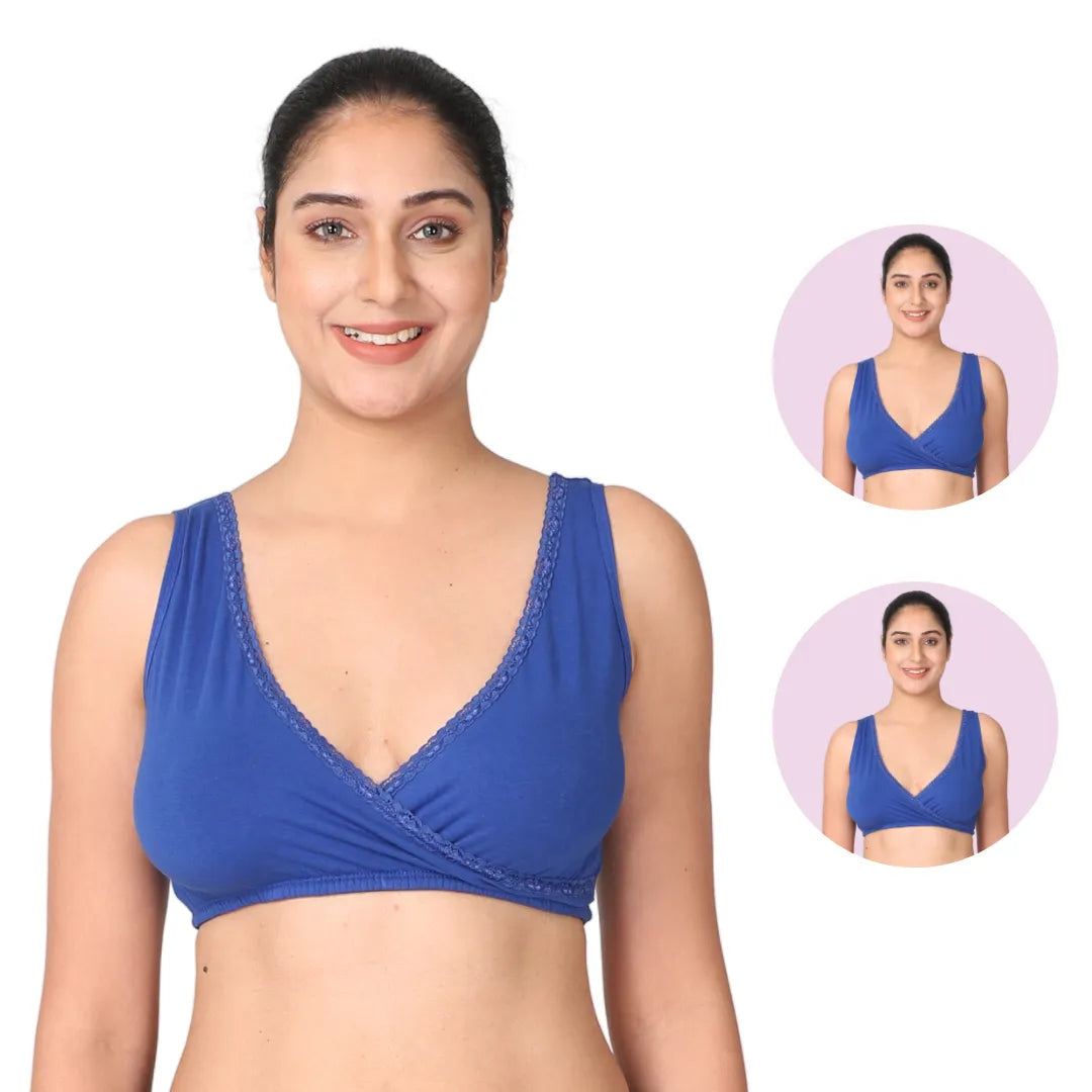 Best Night Nursing Bra Royal Blue Pack Of 2