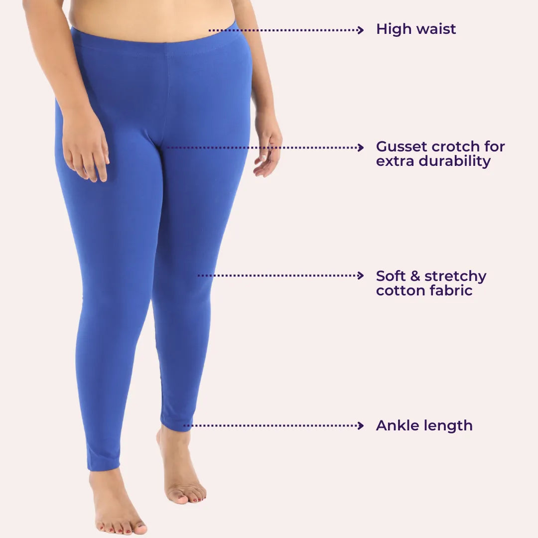 Best Plus Size Cotton Leggings _ Blue