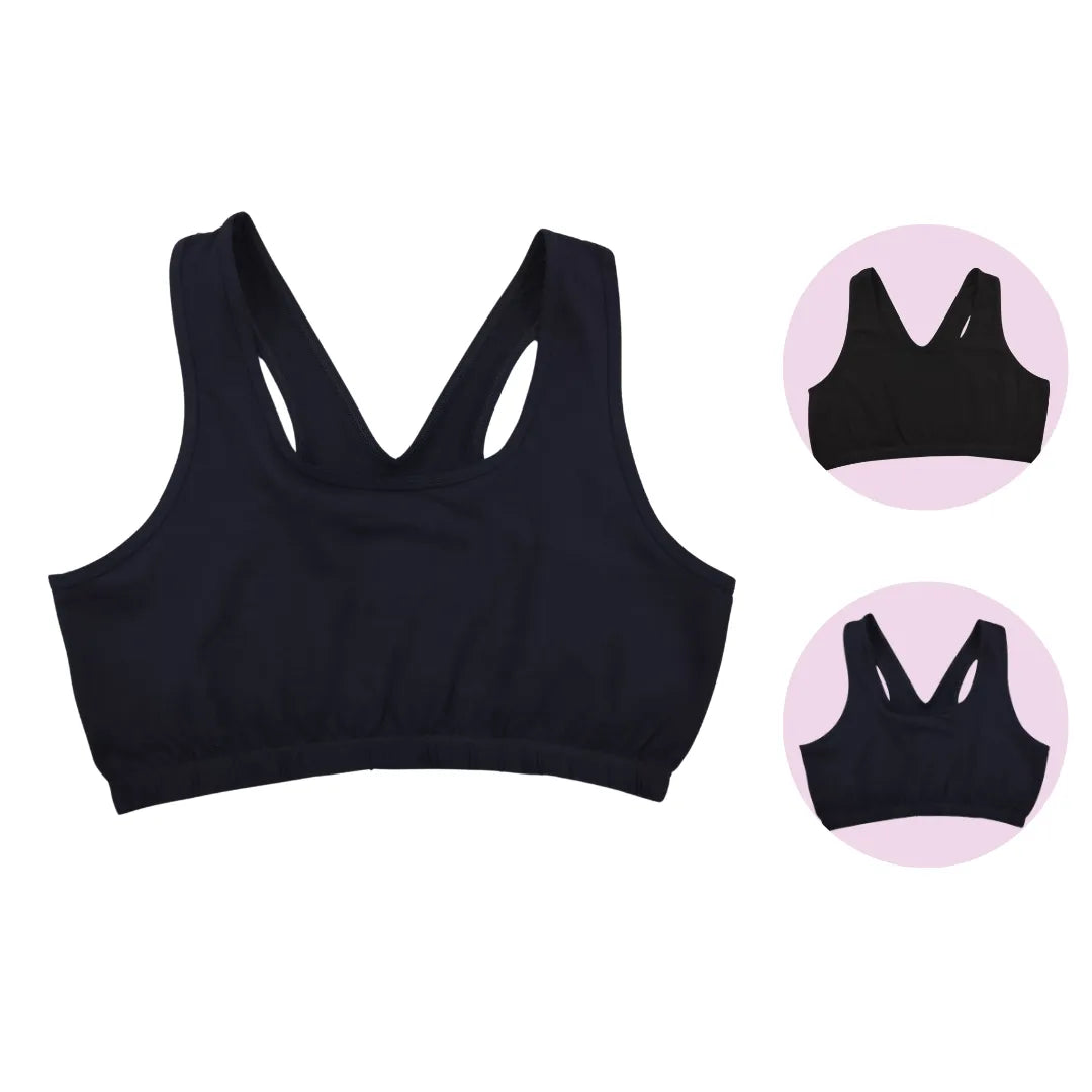 Best Wireless Bras For Older Women Navy Blue & Black Pack Of 2