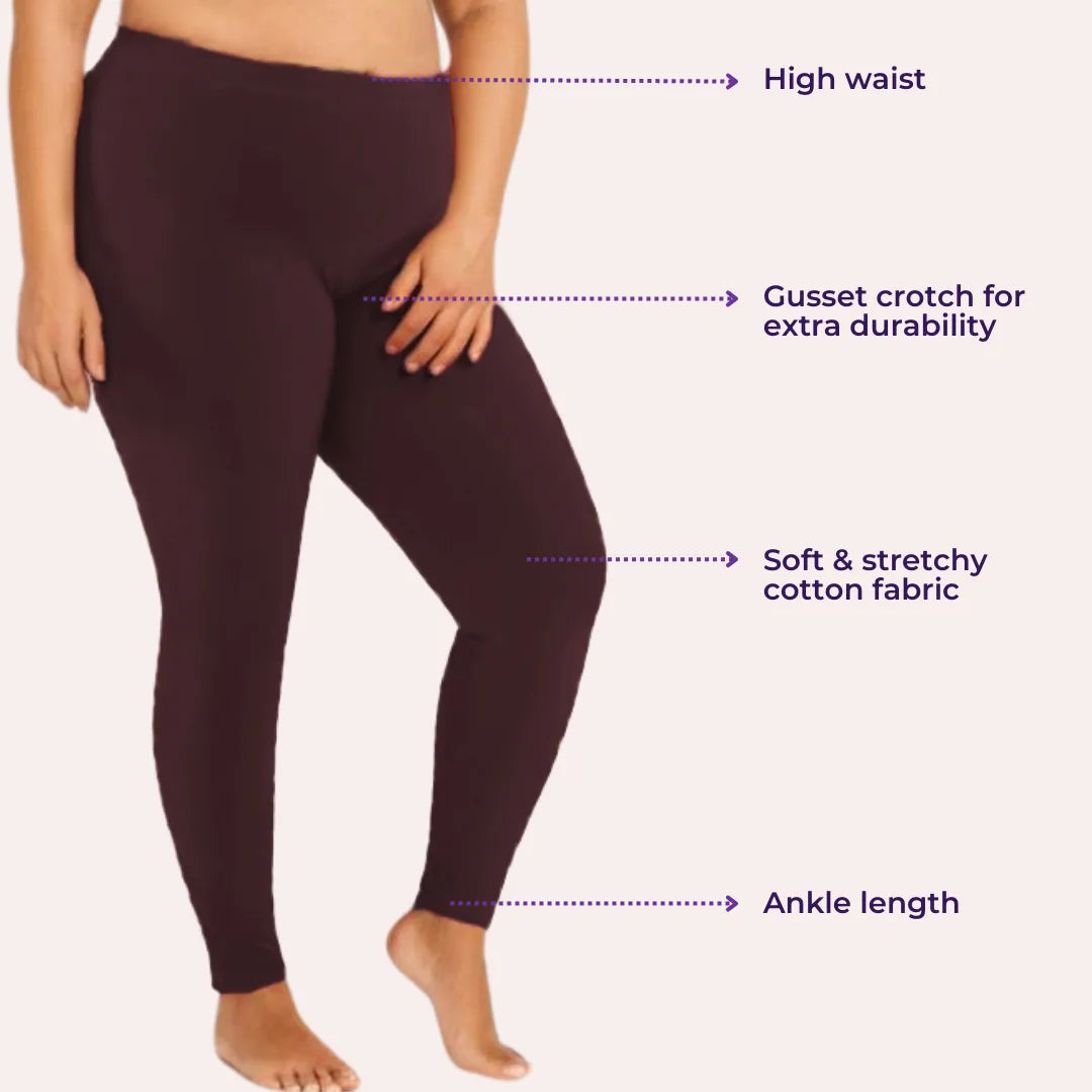 Best Plus Size Cotton Leggings - Brown