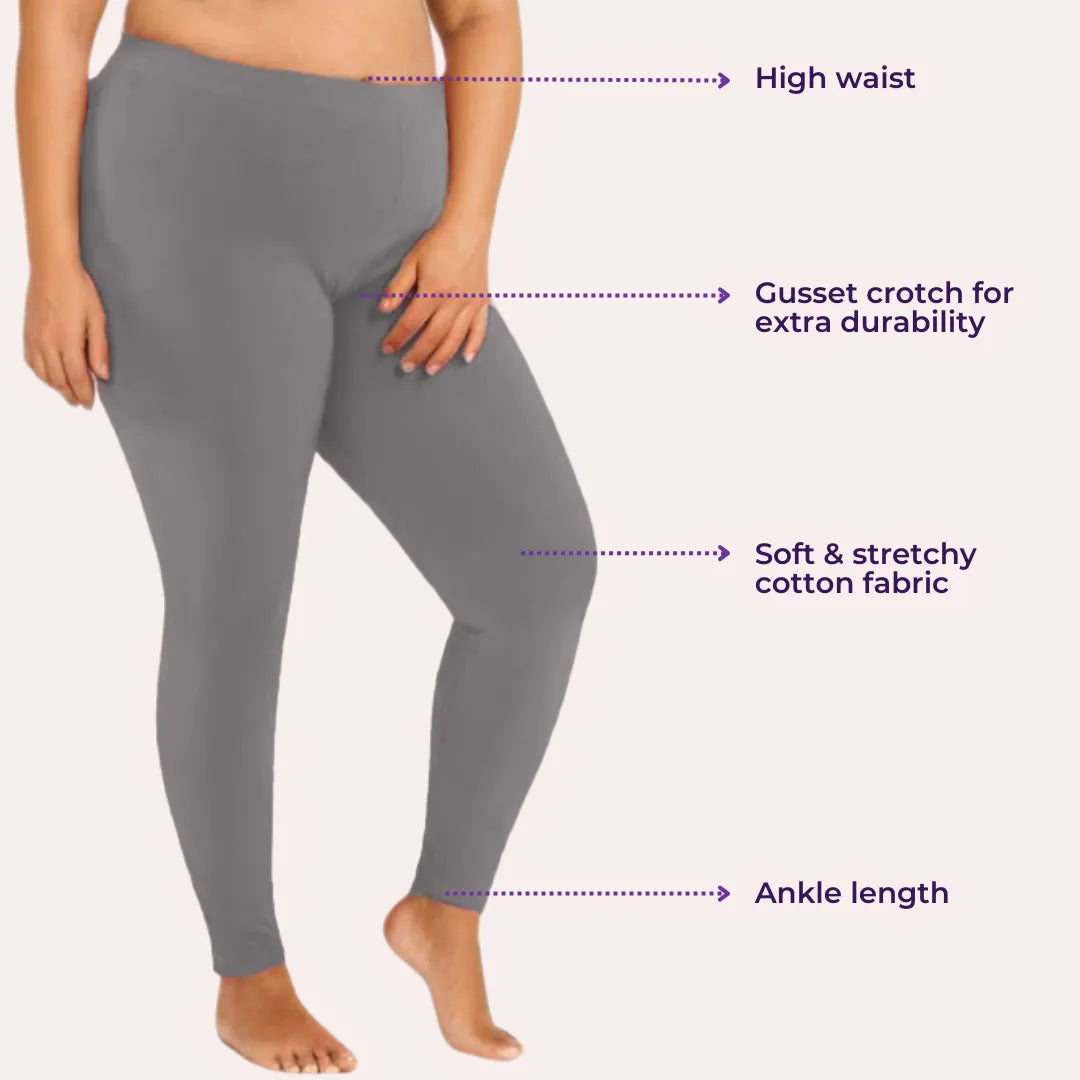 Best Plus Size Cotton Leggings - Grey