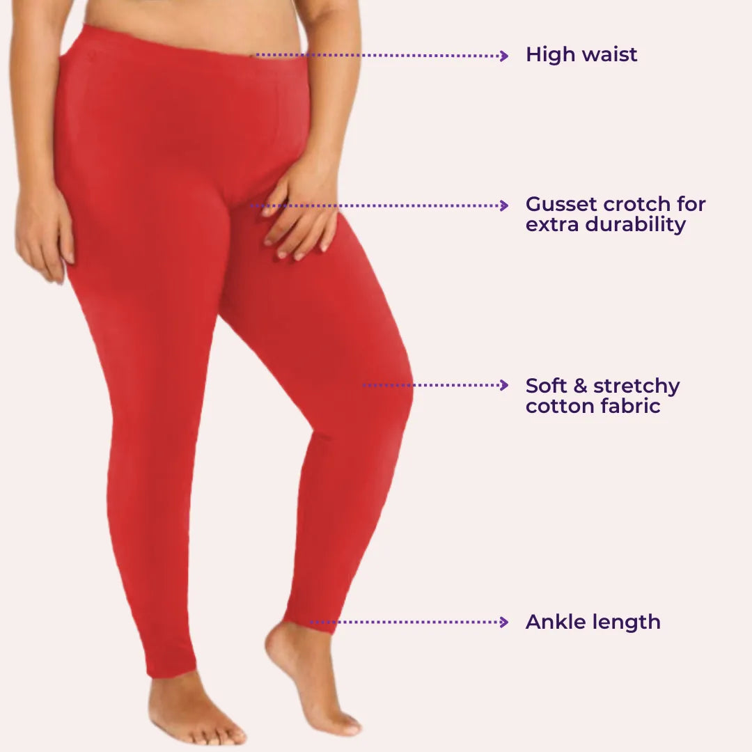 Best Plus Size Cotton Leggings - Red