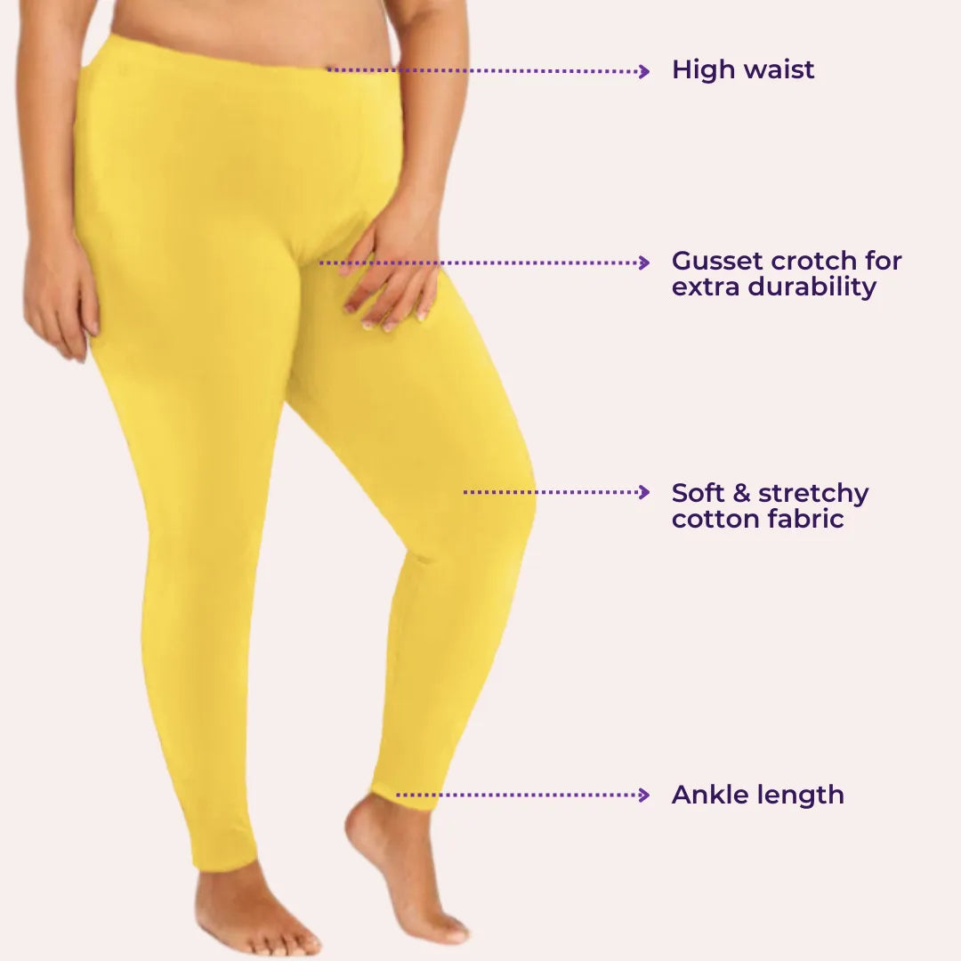 Best Plus Size Cotton Leggings - Yellow