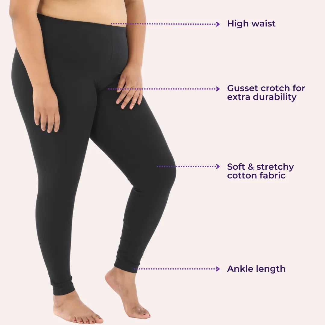 Best Plus Size Cotton Leggings _ Black