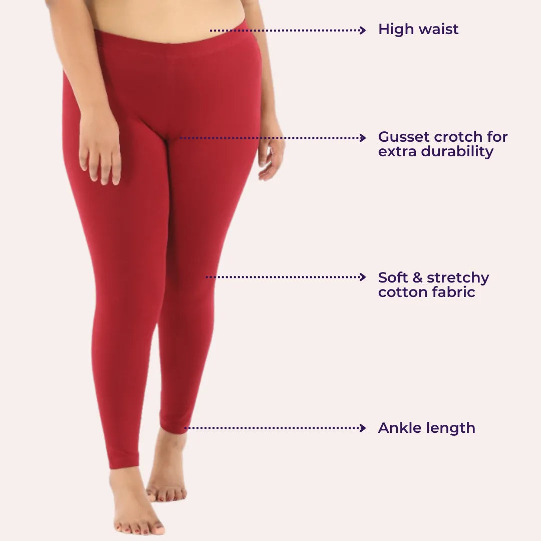 Best Plus Size Cotton Leggings _ Maroon